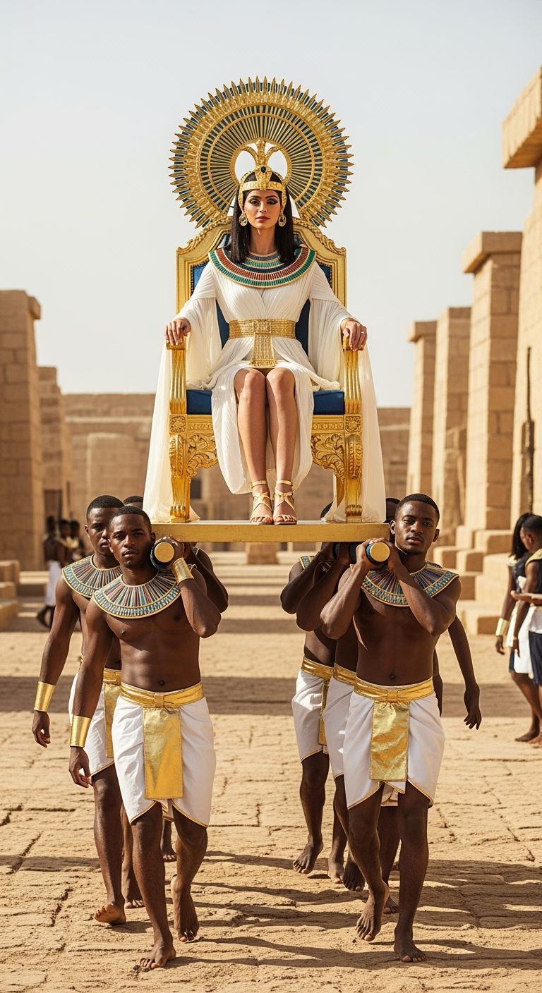 Regal Egyptian Queen on Golden Throne, Masterpiece Photograp...