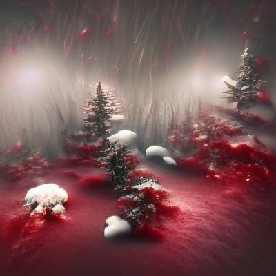 Snowy Forest with Blood Trail in 8K Resolution
