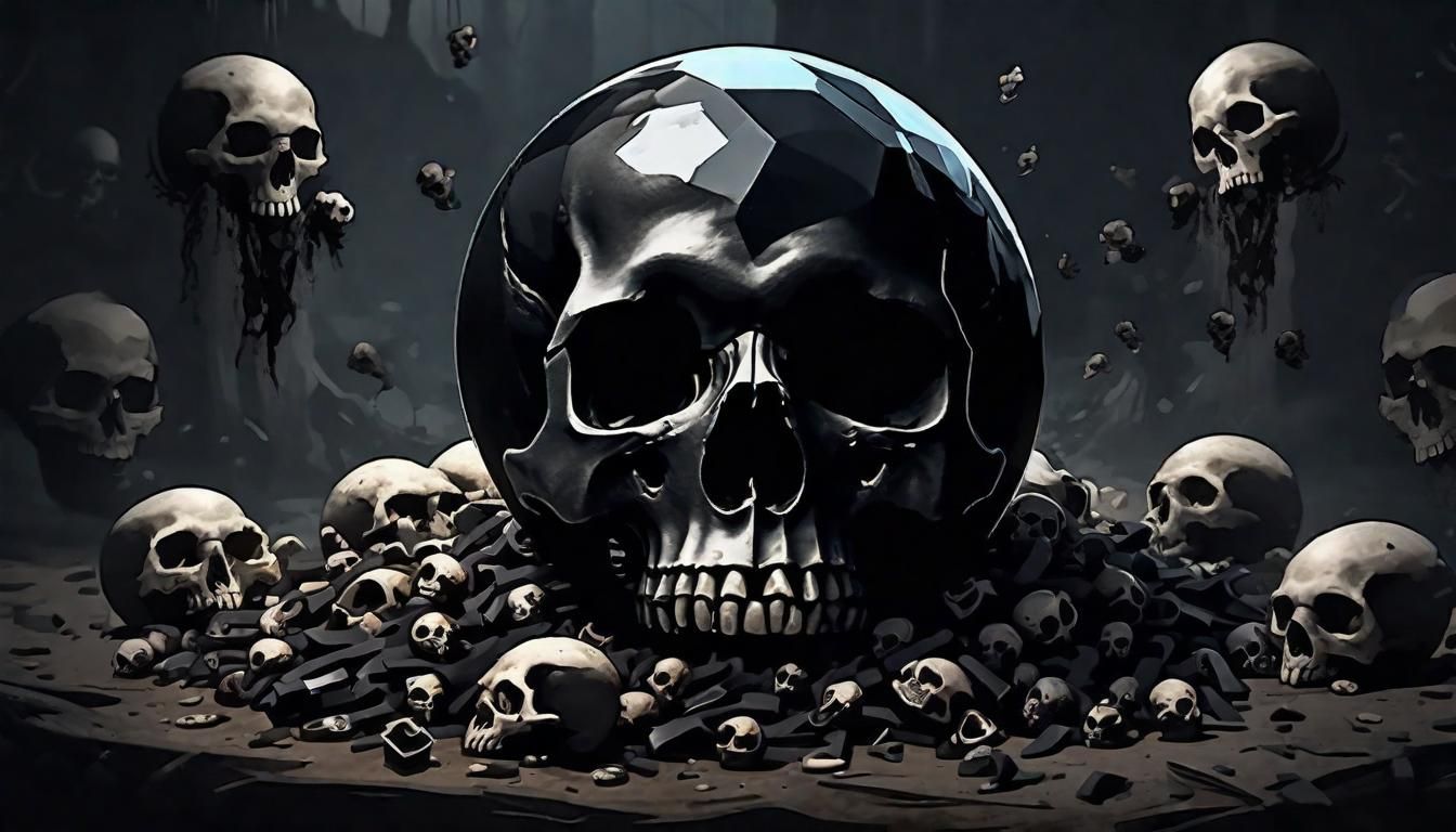 Obsidian Orb Levitates Over Skulls: Sinister Concept Art
