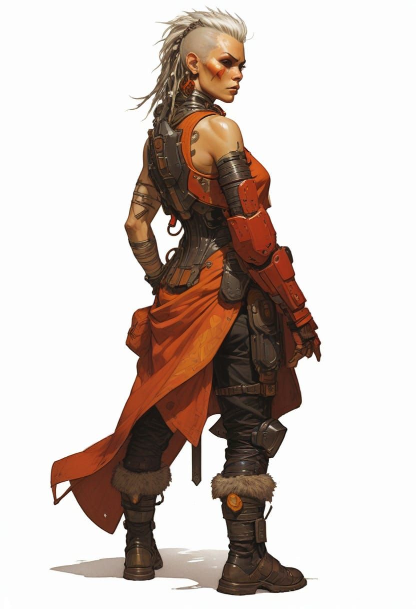 Feral Future Neanderthal Woman in Sci-Fi Armor