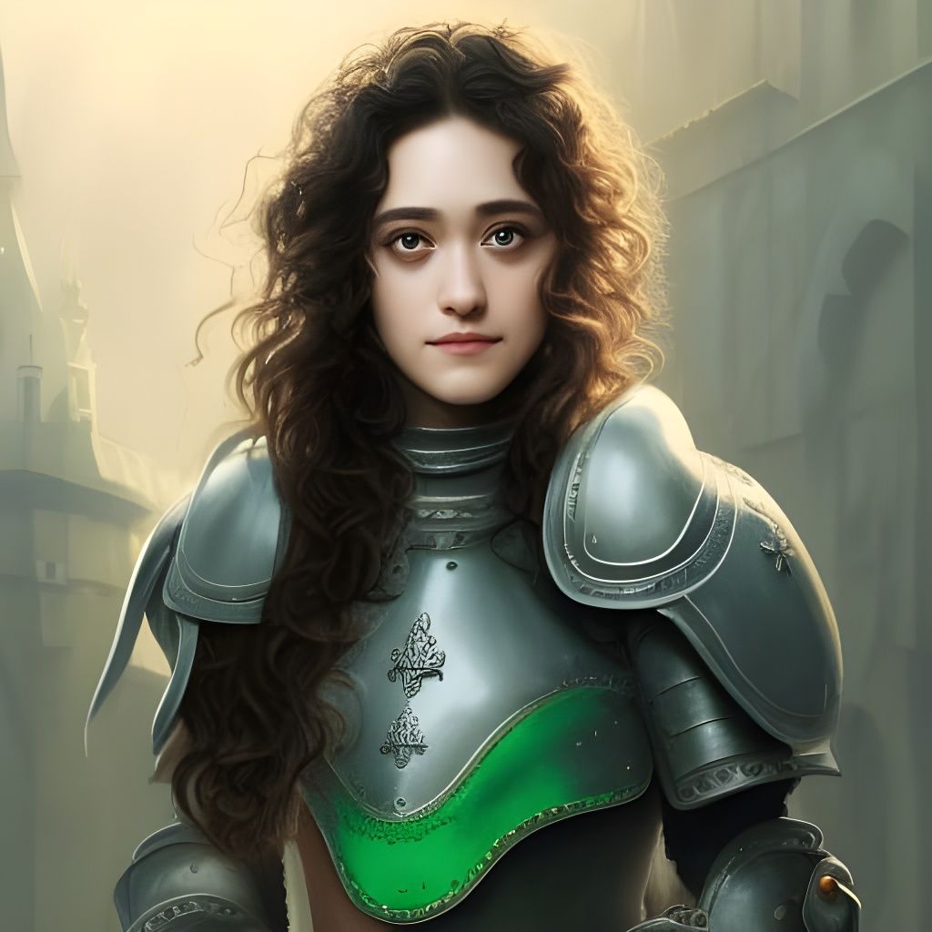 Medieval Woman in Green Leather Armor, Detailed Portrait