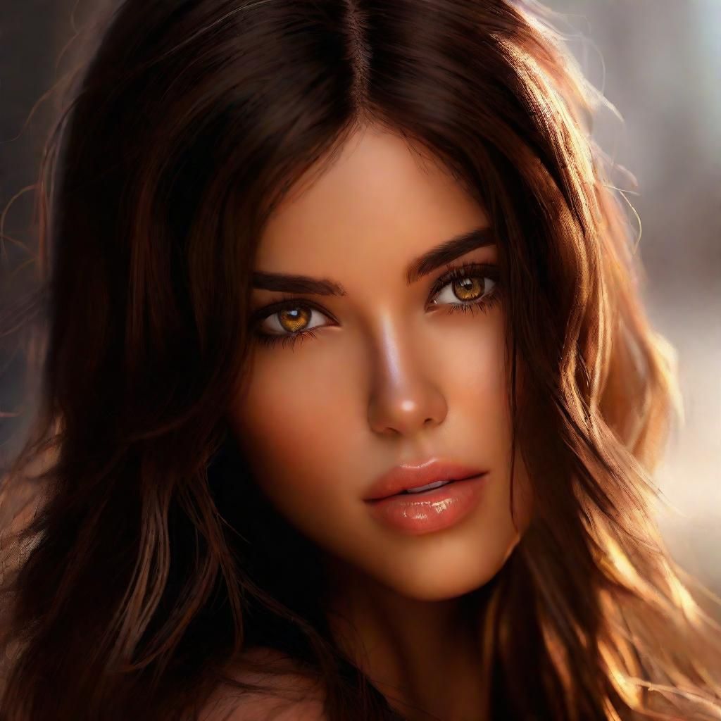 Beautiful Spanish Woman Portrait in Hyperrealistic Style