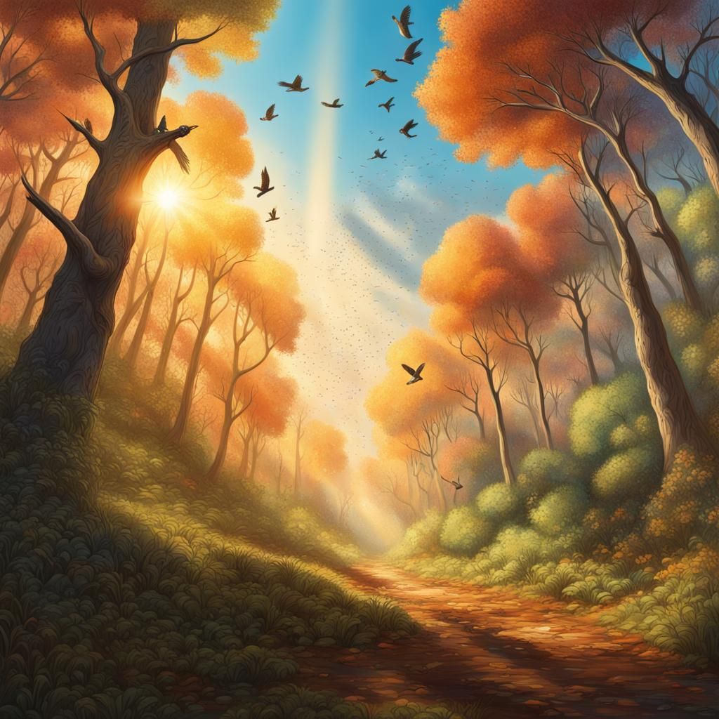 Hyperrealistic Forest Scene with Abundant Wildlife