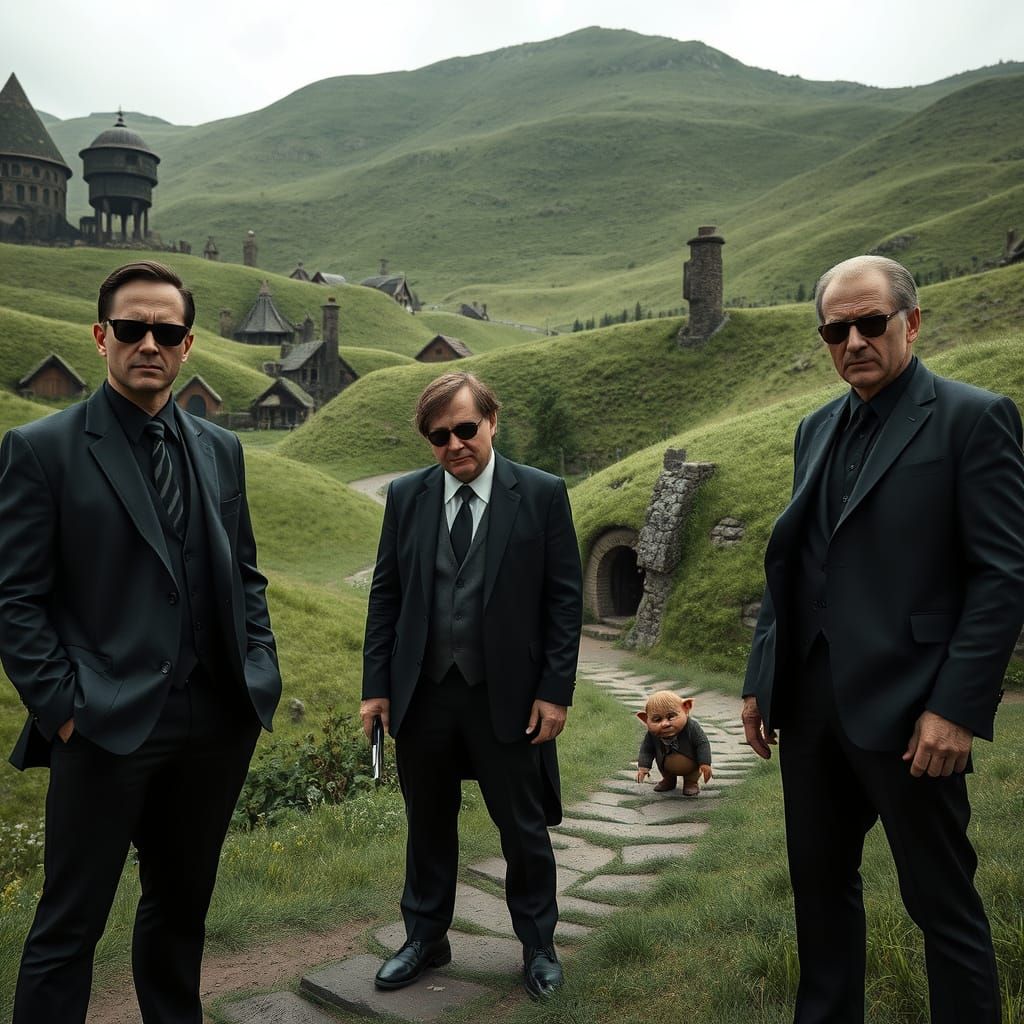 Men in Black Agents Investigate Hobbit Hole Crime Scene on L...
