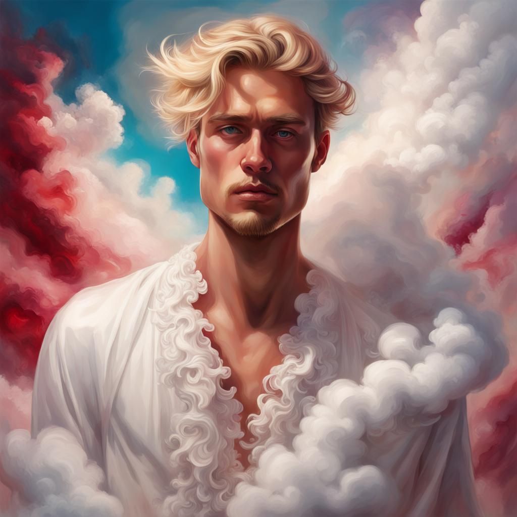 Man in Cloud Dress: Hyperrealistic Concept Art