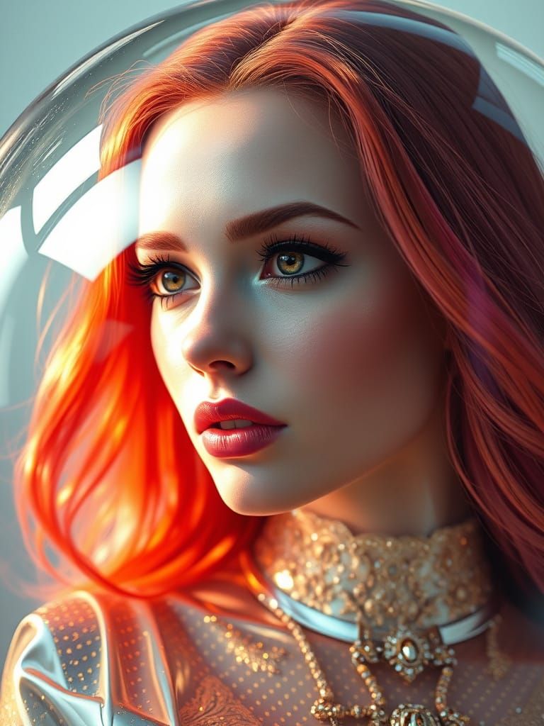 Female Portrait in Transparent Sphere, Monge Style