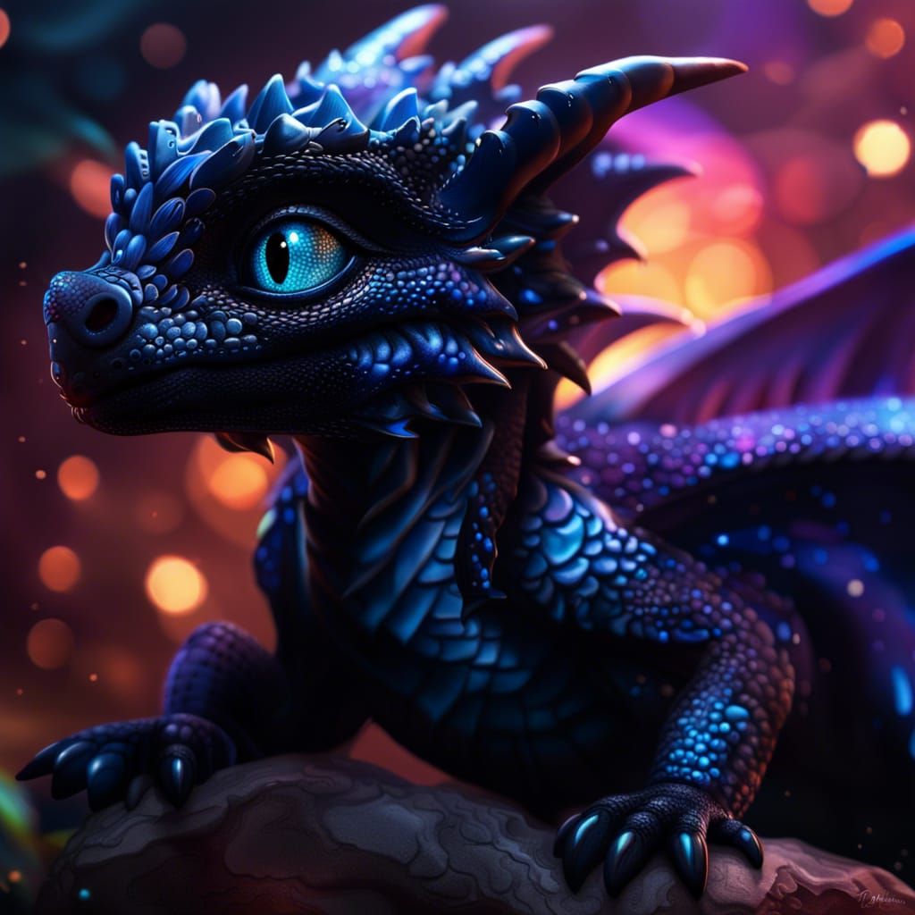black baby dragon