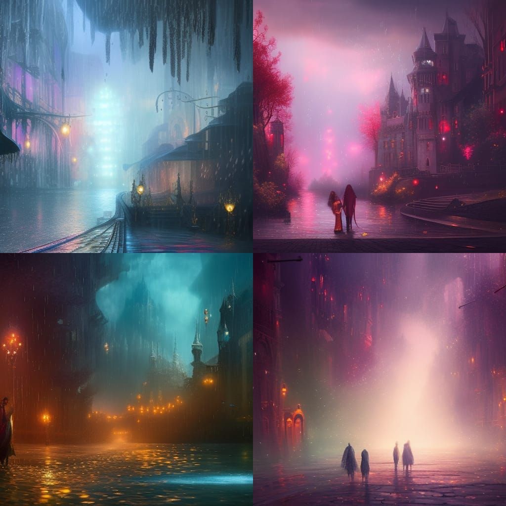 Sparkling Rain Fantasy Concept Art in 8k