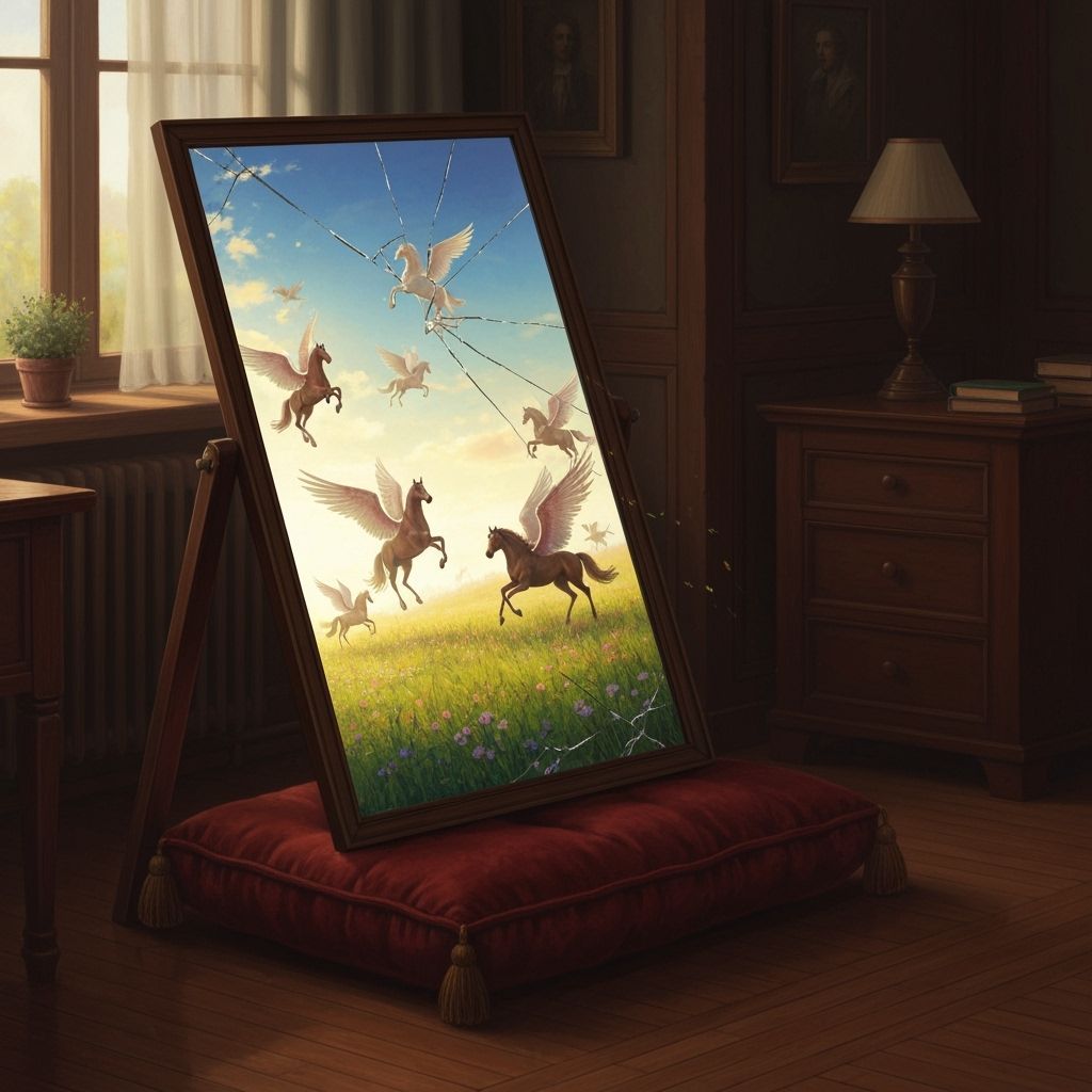 Antique Mirror Portal to Winged Horse Meadow