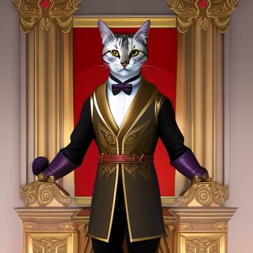 Chibi Cat as Shakespeare, Detailed Digital Art