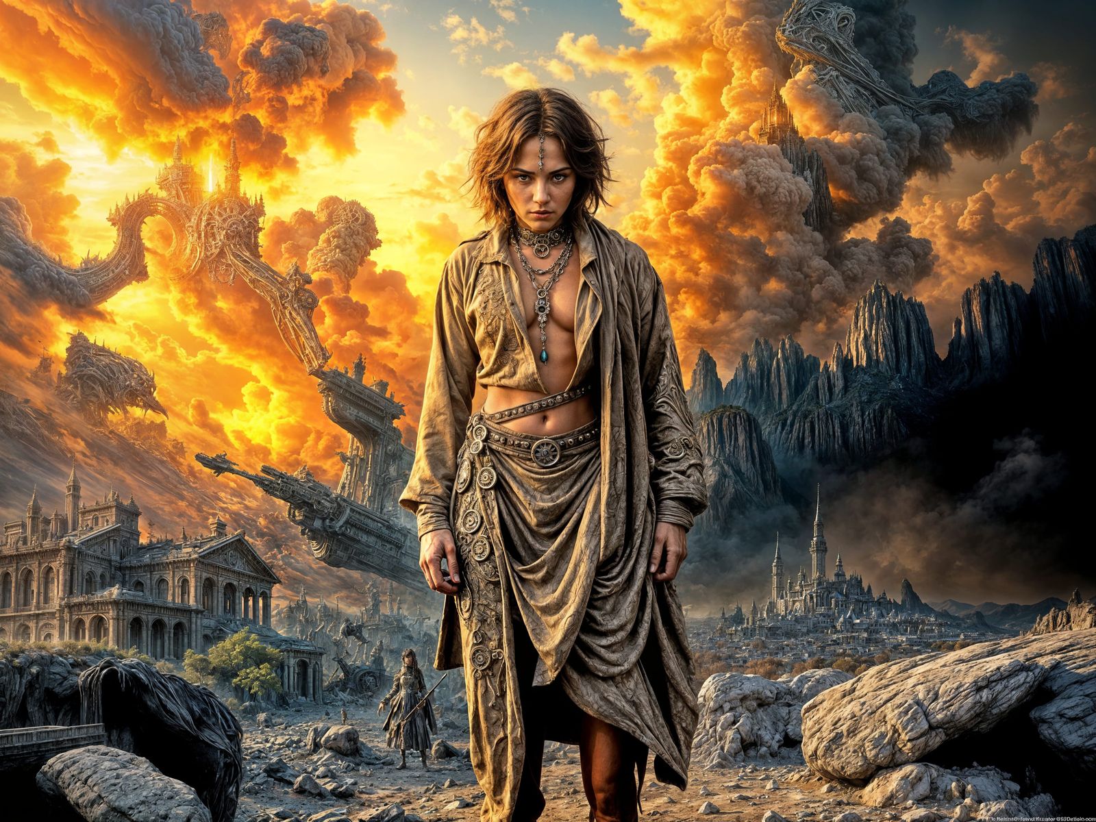 Epic Cinematic Digital Matte Painting of Impossible Futurist...