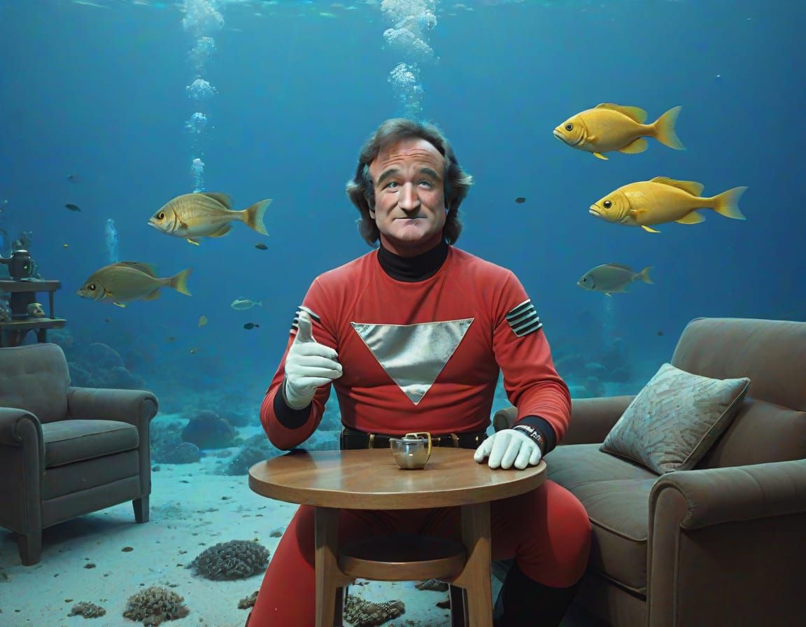 Mork Underwater in Retro TV Show Style
