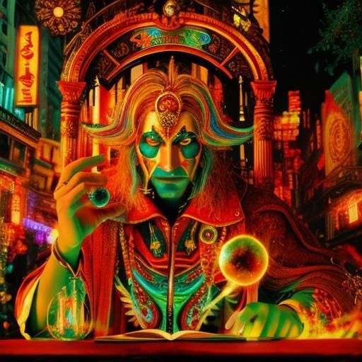 Psychedelic Conjuror in Photorealistic Style