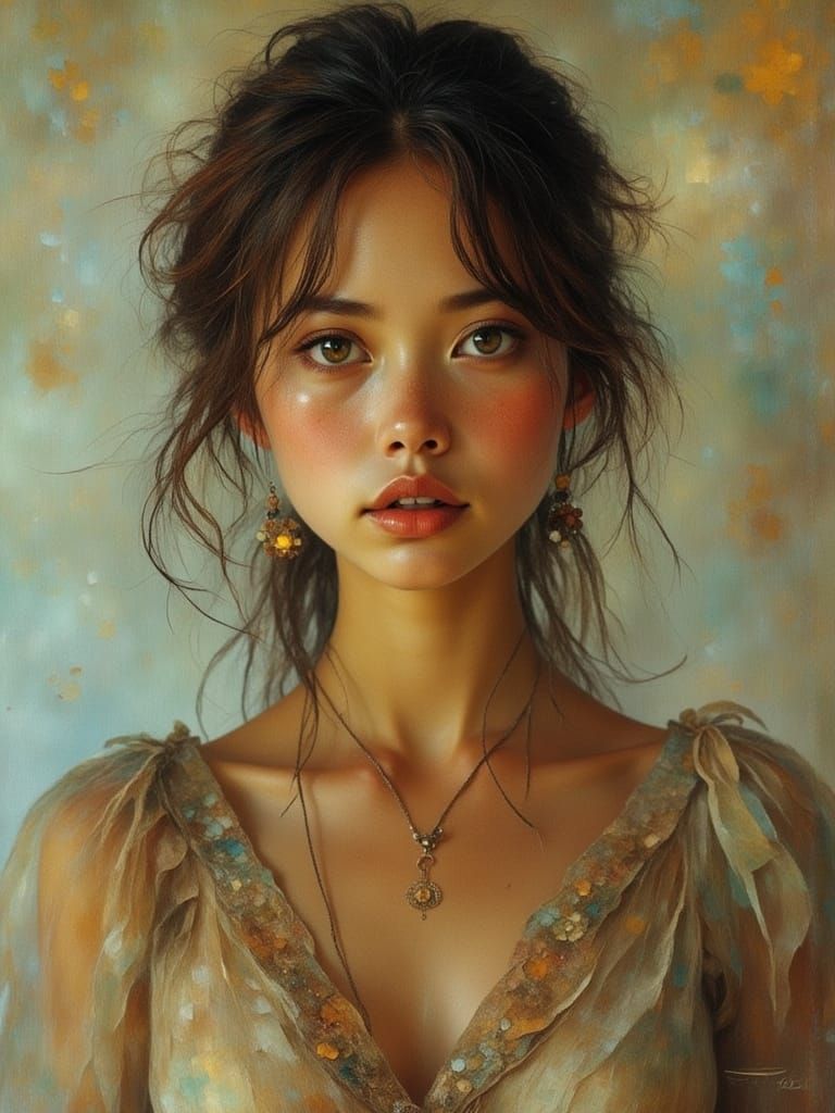 Detailed Portrait of a Young Woman in Soft Studio Light