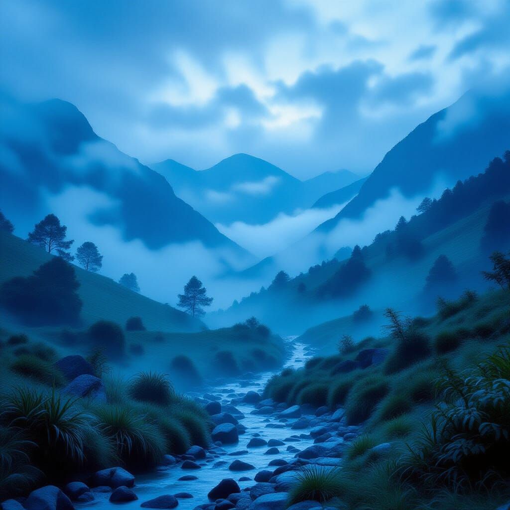 Azure Reverie: Surreal Blue Dreamlike Landscapes