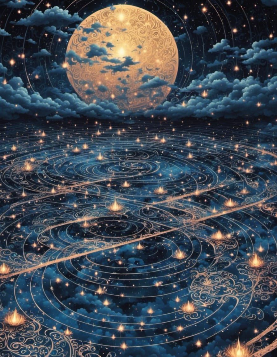 Ink Illustration of Futuristic Landscape