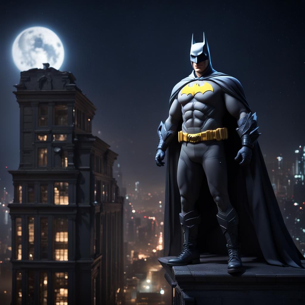 Duck as Batman on Building at Night