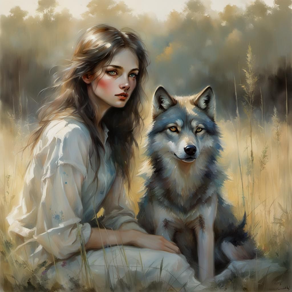 Girl with wolf