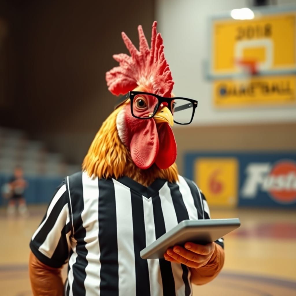 Rooster Referee Calculates Hoops