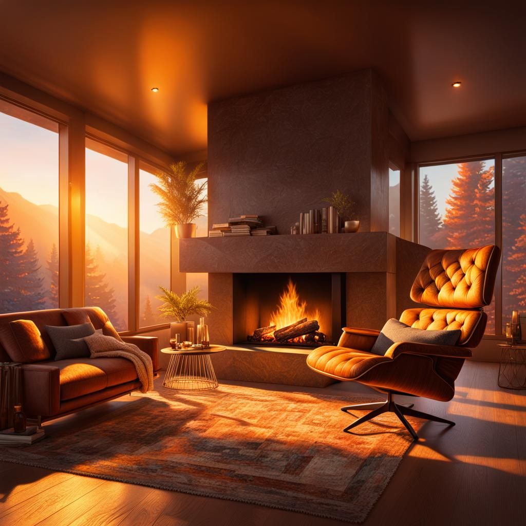 Cozy living room with fireplace