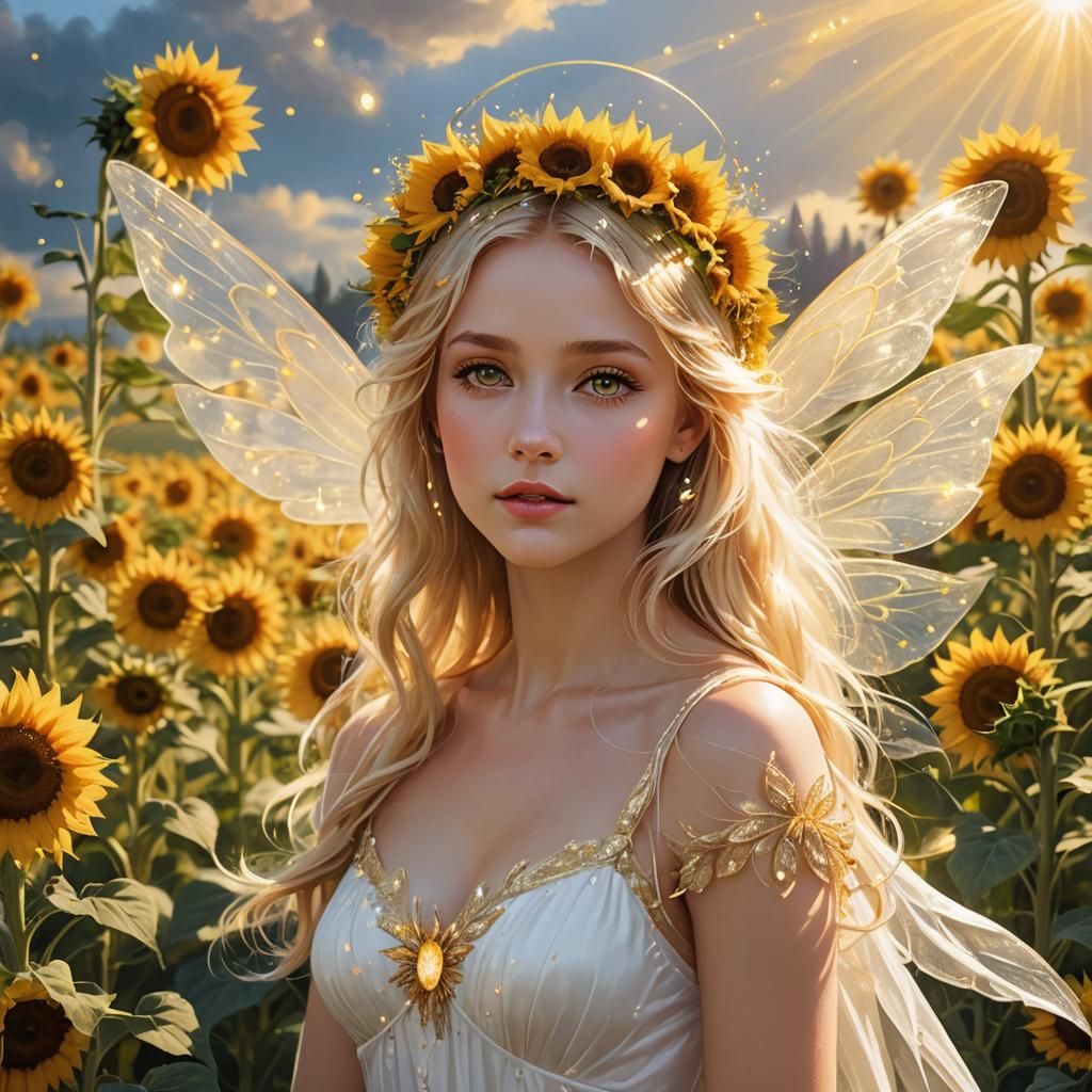 Ethereal Sunflower Fairy Casting Light Spell