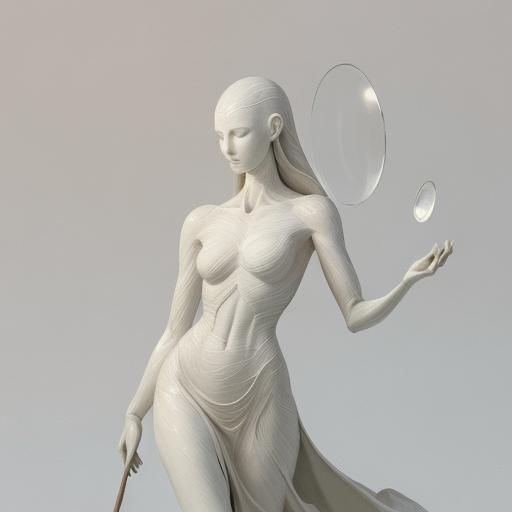 Abstract Figure with Magnifying Glass on White