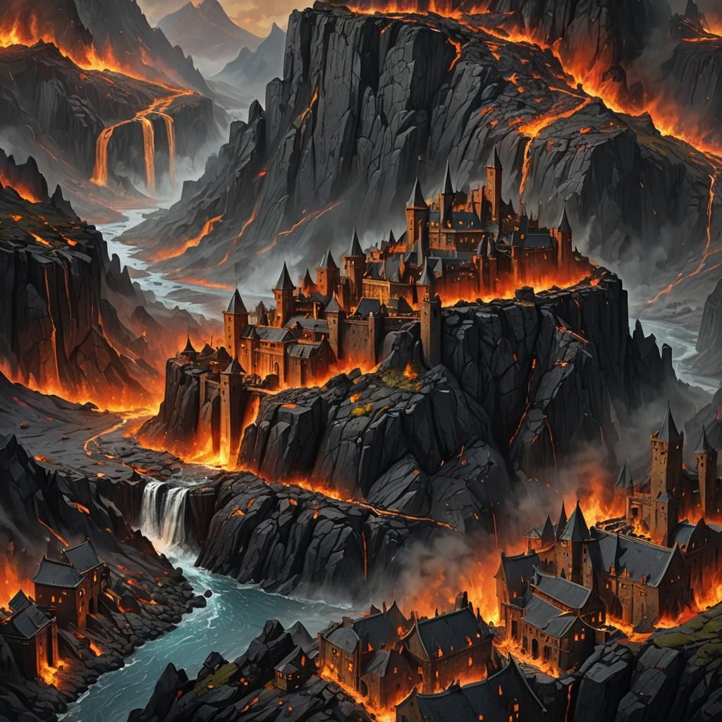 Volcanic Castle: Dramatic Fantasy Concept Art