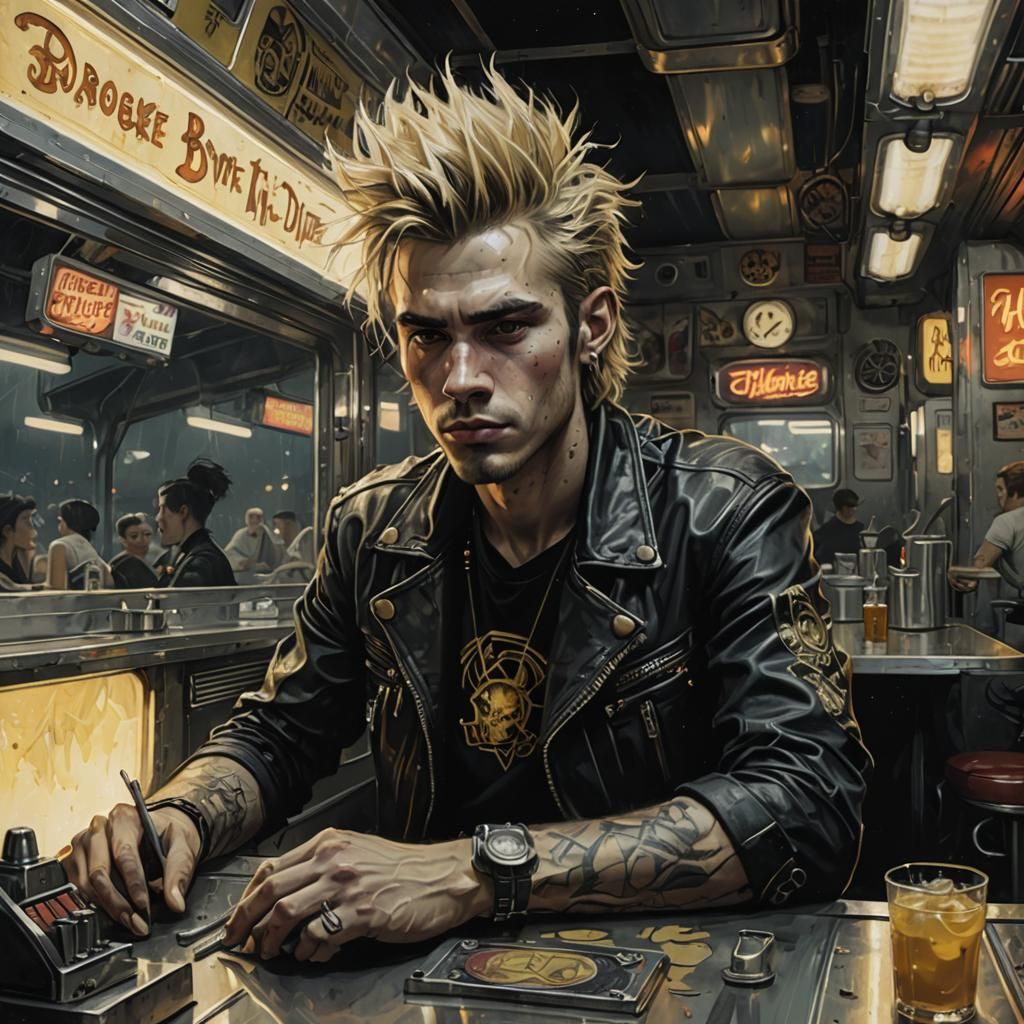 Rockstar Boy in Neon Diner