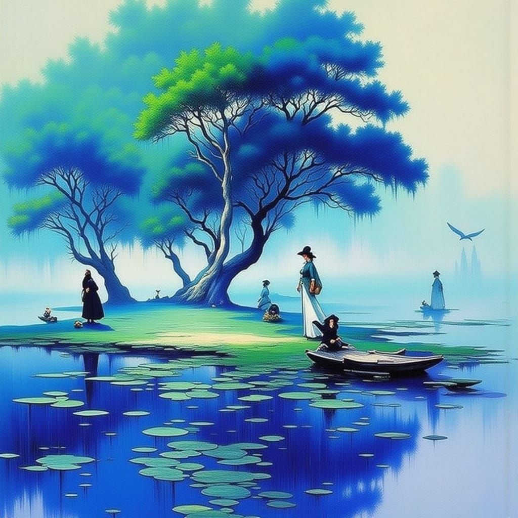 Abstract Blue Monday in Digital Art Style