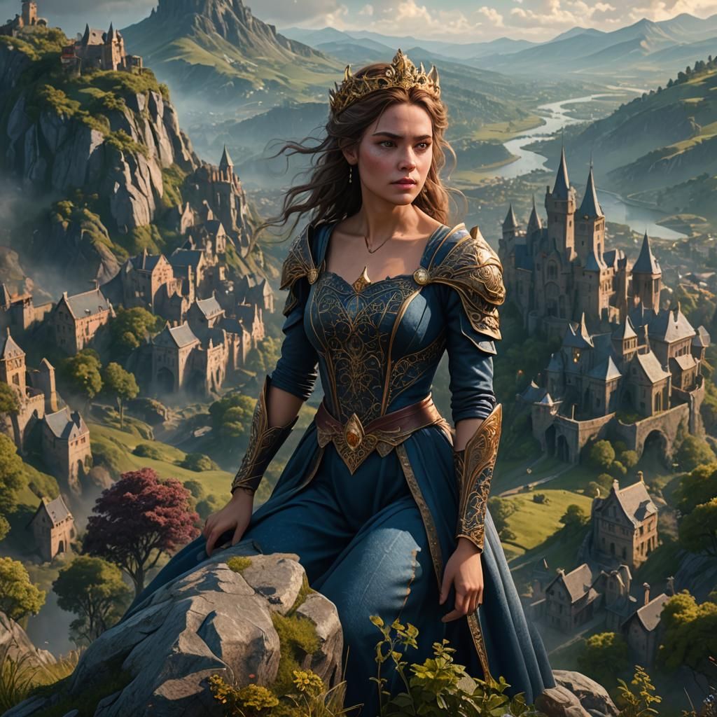 Fantasy Lady on a Hill: Detailed Matte Painting
