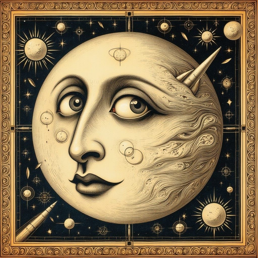 Medieval Man in the Moon with Celestial Crash