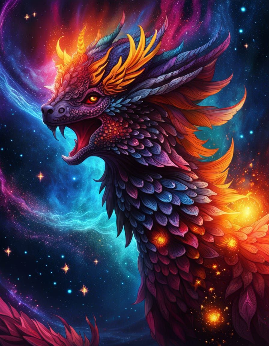 Flaming Space Jabberwocky with Celtic Magic