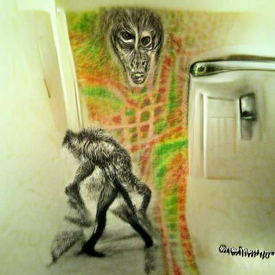 Psychedelic Skinwalker Emerges: Ink and Charcoal Art