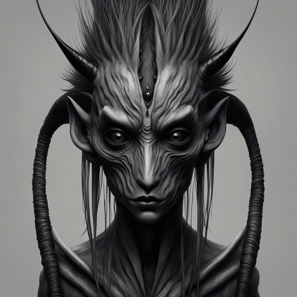 Terrifying Human-like Tattoo Creature in Dark Fantasy Style