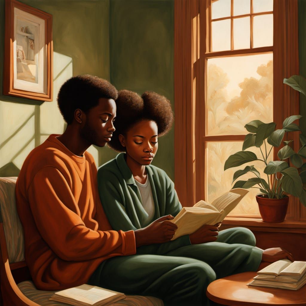Cozy Couple in Golden Light, Cinematic Still