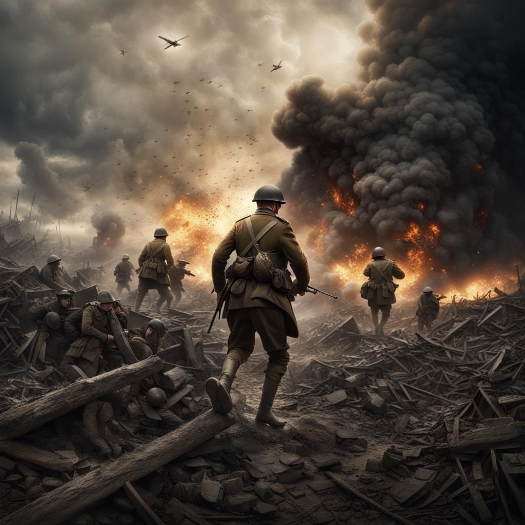 WWI Soldier Attack: Epic Digital Matte Painting