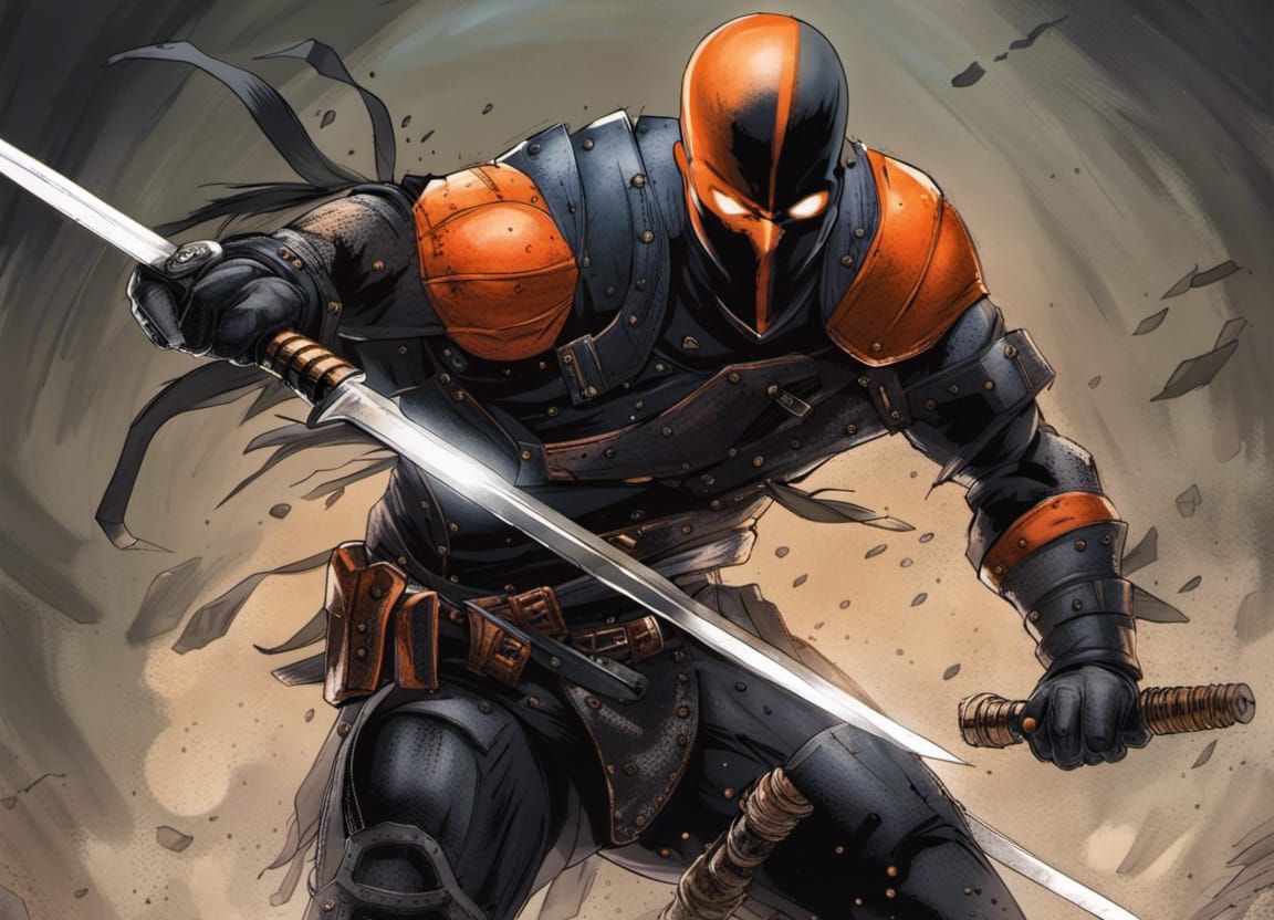Deathstroke with Ninja Sword Illustration