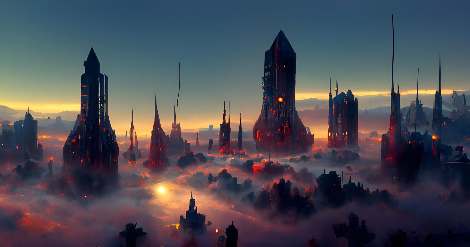 Space City at Dawn: Digital Matte Painting