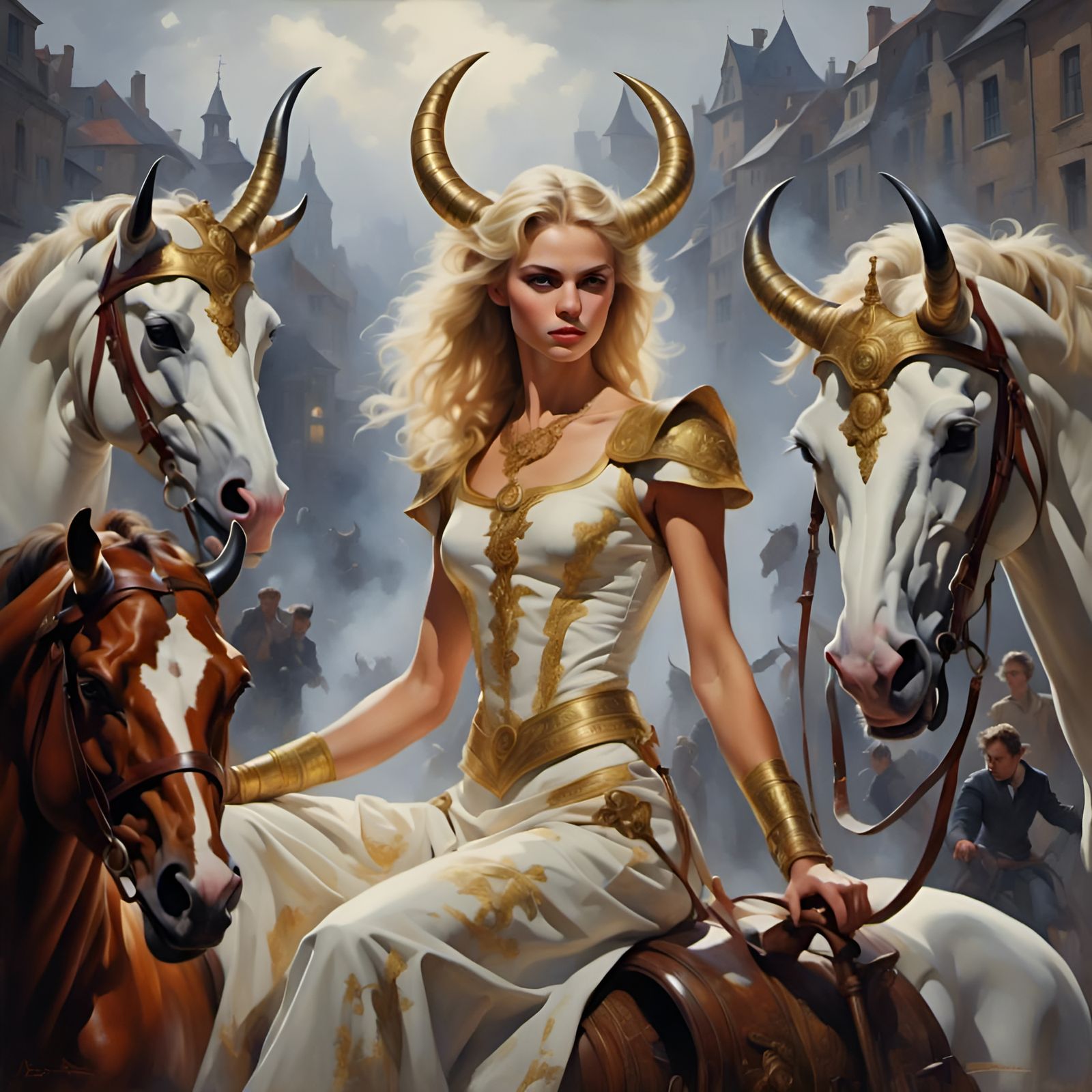 Warrior with Horns: Angel and Demon Portrait