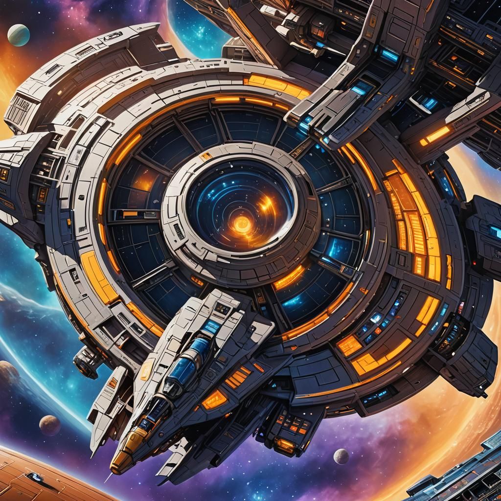 Starship Enterprise in Space Dock: Sci-Fi Concept Art