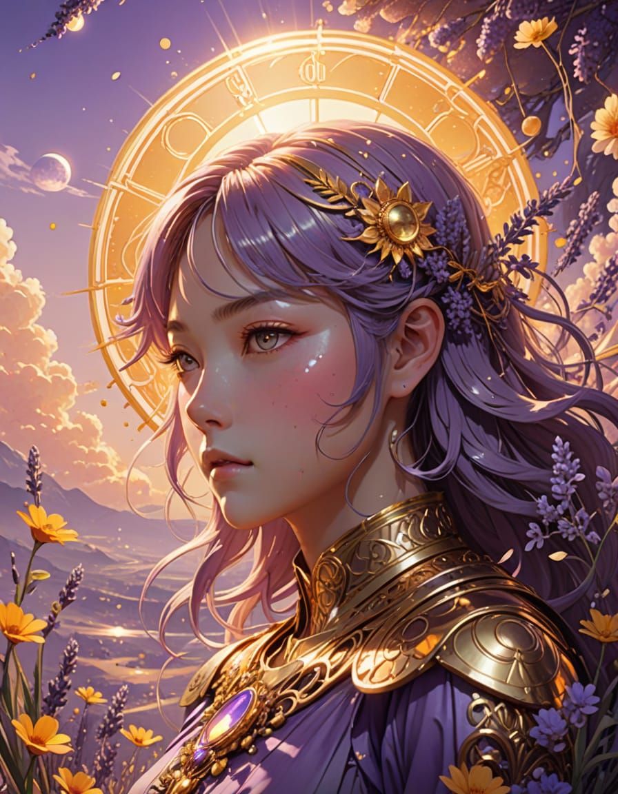 Surreal Anime Art: Ethereal Guardian of Golden Light