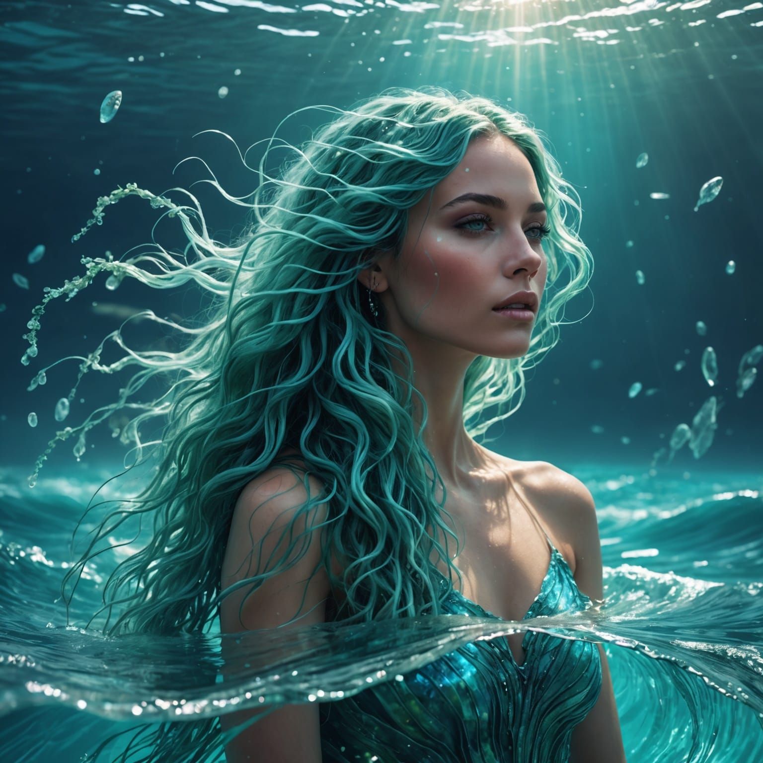 Ethereal Woman Undersea in Fantasy Concept Art