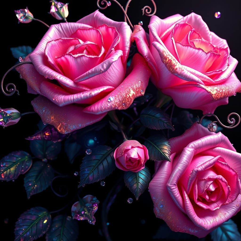 Surreal Roses in Matte Painting Style