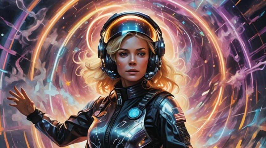 Dynamic Plasma Field with Figure in Detailed Matte Painting