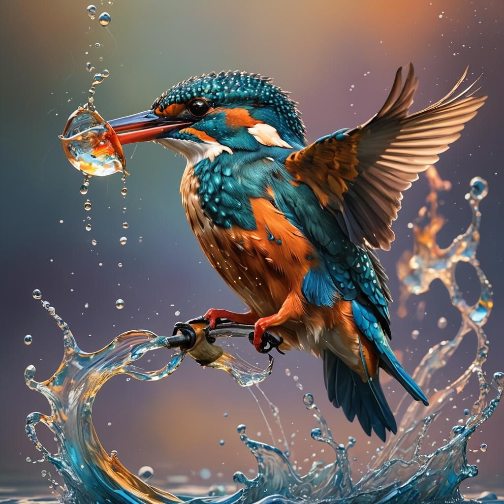 Kingfisher Made of Colorful Paint Splashes