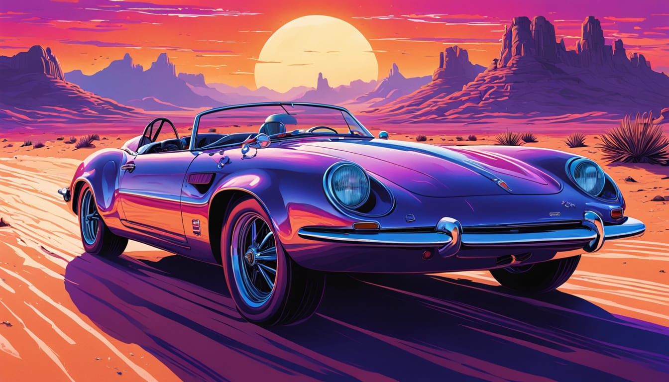 Retro-Futuristic Speedster in Airbrush Comic Book Art
