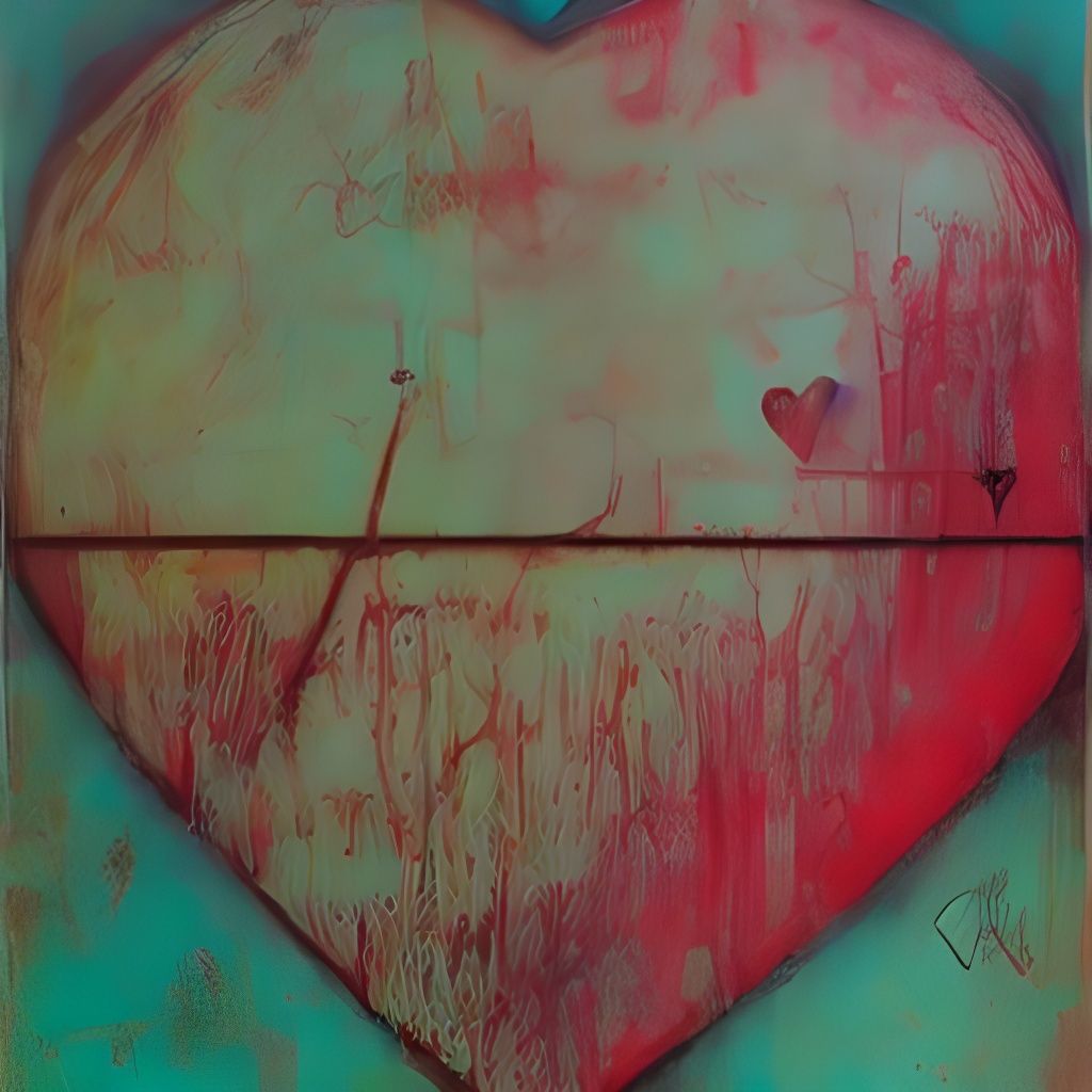 Sacred Heart with Bird, Pastel Drawing