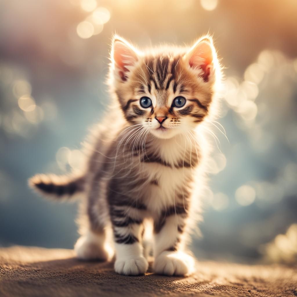 Cute Kitten in Heavenly Sunshine
