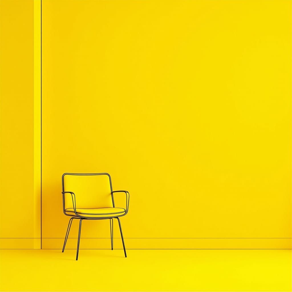 Minimalist Interior Line Art With Single Chair