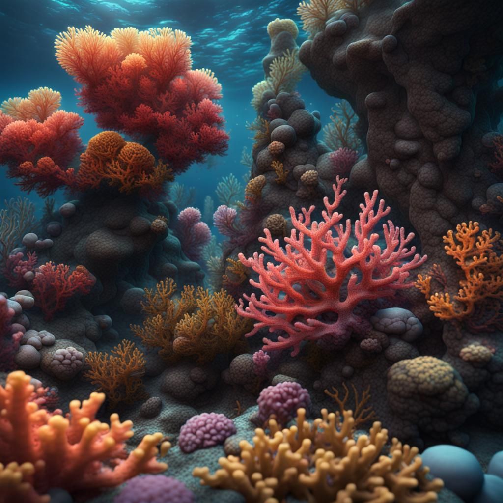 Vibrant Corals Flourish in Black Sea: Digital Art